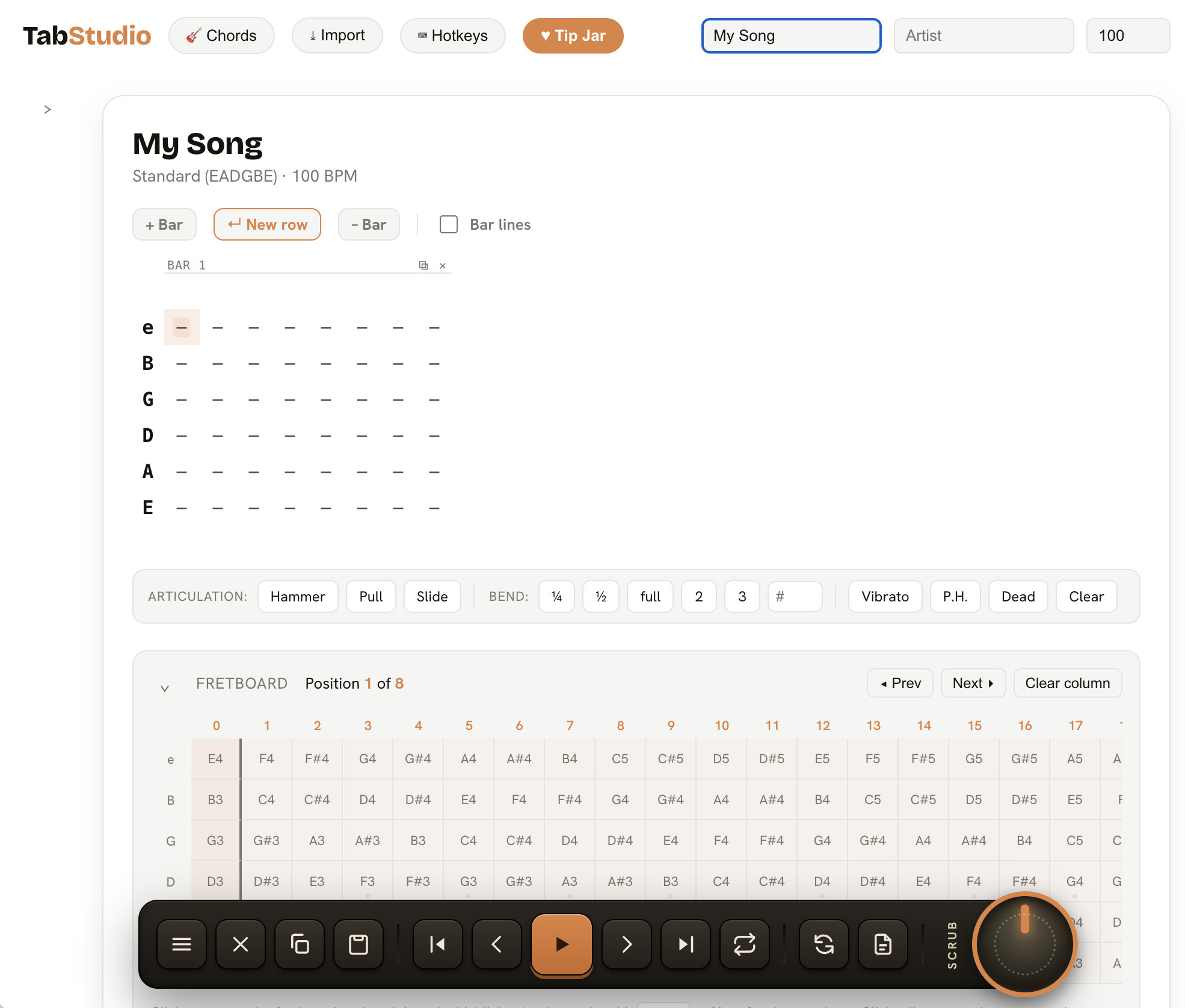 TabStudio web app screenshot